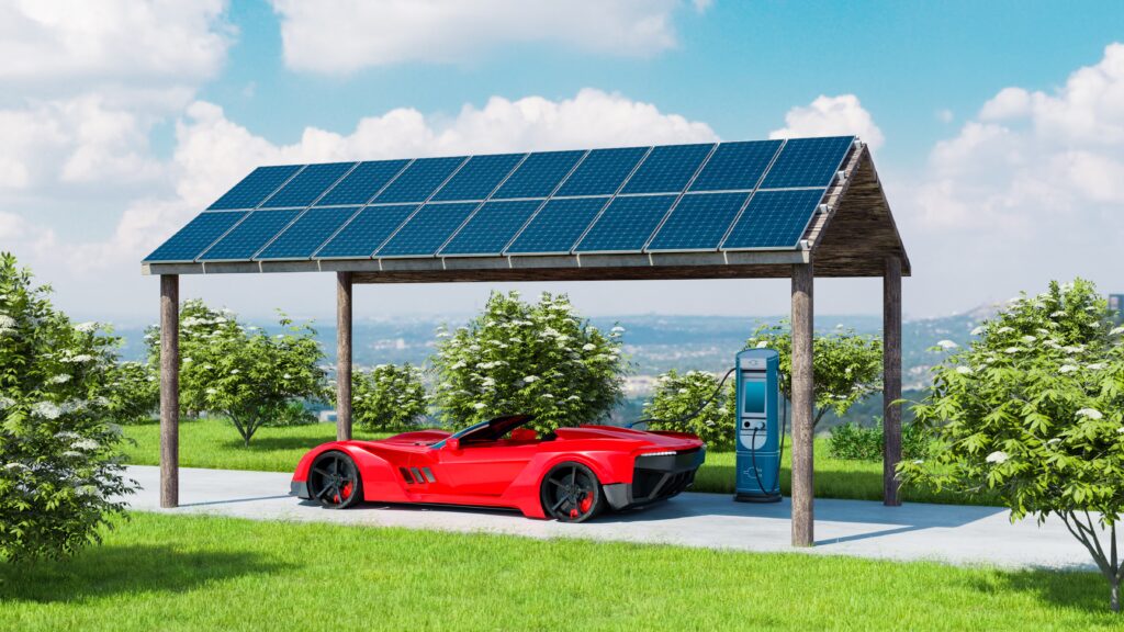 carport z fotowoltaiką na posesji